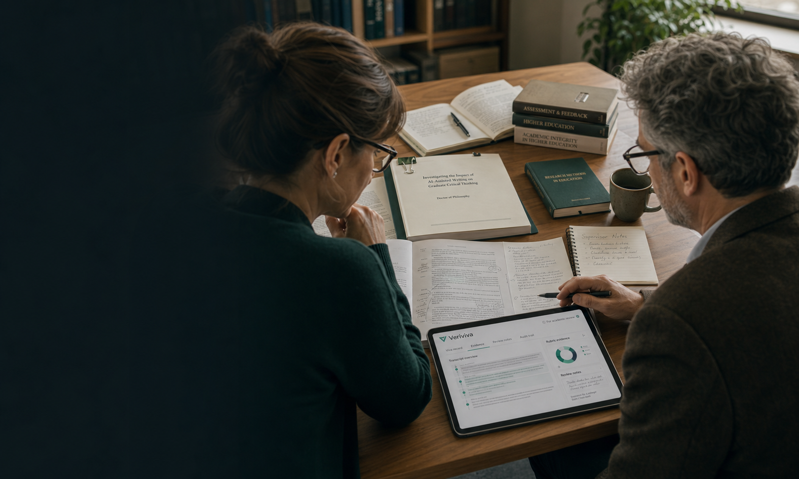 Academic reviewer assessing dissertation governance evidence